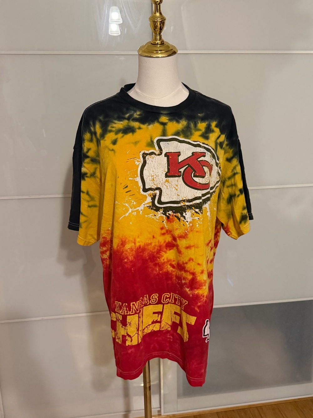 NFL Kansas City Chiefs Tie-Dye Tee - Yellow/Red/Black Shirt